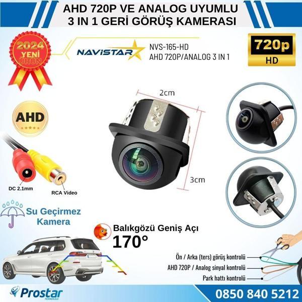 AHD 720P ve Analog Pal Çevrilebilir 170 Derece Balıkgözü Geniş Açılı  Geri Görüş Kamerası - Image 1