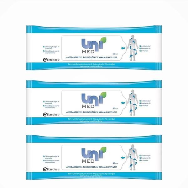 Unimed Antibakteriyel Vücut Yıkama Havlusu 50'li Paket x 3 Paket - Image 1