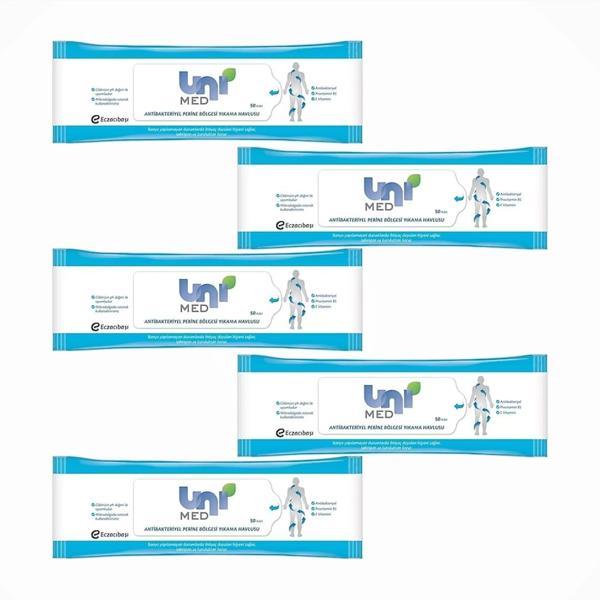 Unimed Antibakteriyel Vücut Yıkama Havlusu 50'li Paket x 5 Paket - Image 1