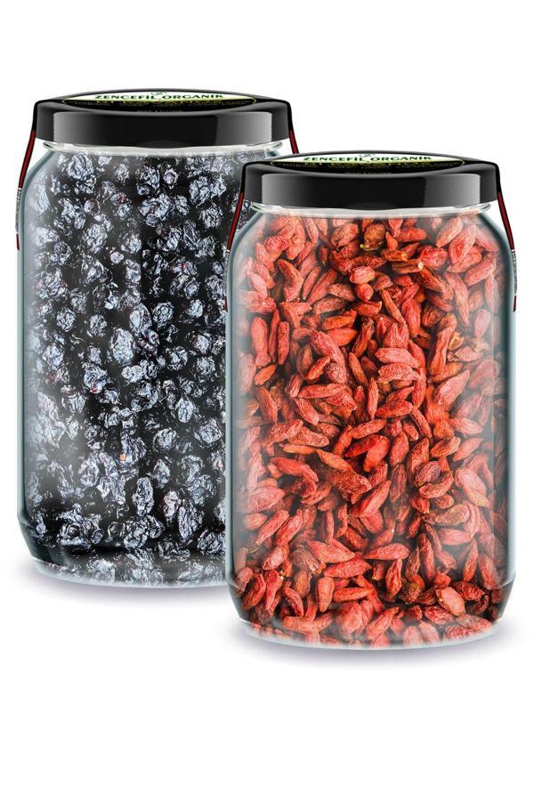 Bi Kavanoz Goji Berry + Bi Kavanoz Blueberry Blue Berry 660 cc'lik 2 Adet Cam Kavanozda Saf Katkısız - Image 1