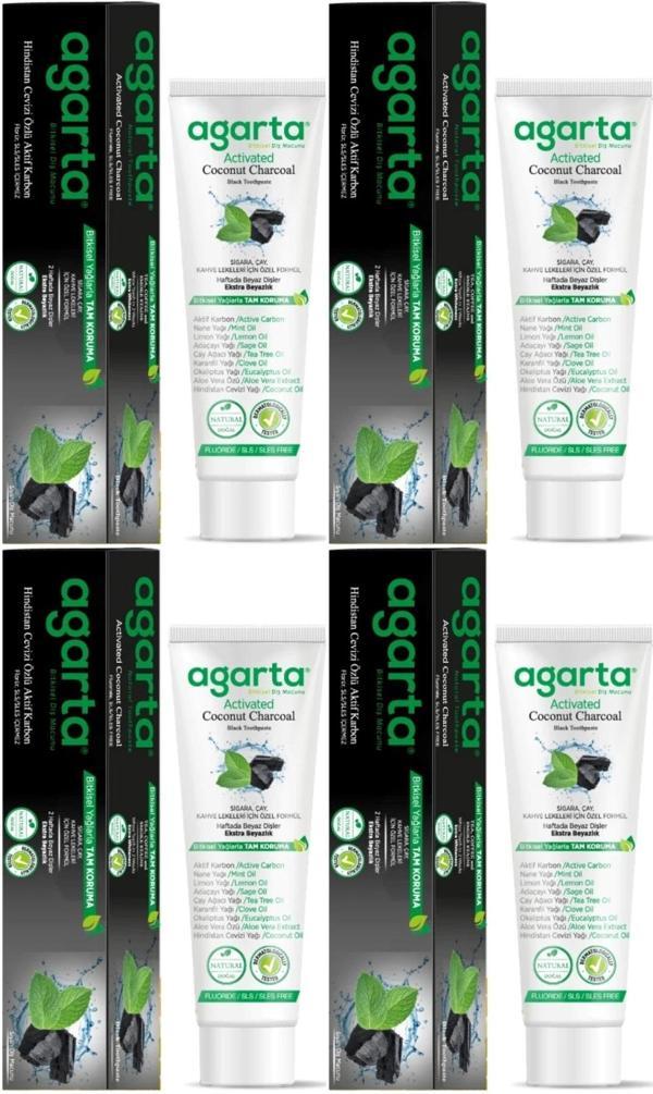 Agarta Doğal Diş Macunu 100ML Aktif Karbonlu (4 Lü Set) - Image 1