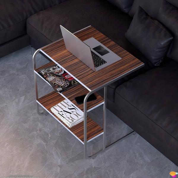 Modilayn C Yan Sehpa Geniş Boy Tekerlekli Çalışma, Atıştırmalık, Yemek, Laptop Sehpası Abanoz - Image 1