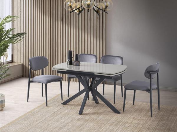 Anka Sis Gri Polo Lak Panel Mutfak Masa Sandalye Takımı 80x120 - Image 1