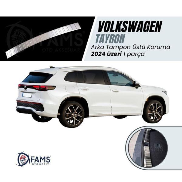 VW TAYRON Uyumlu Arka Tampon Üstü Koruma 2024 Üzeri P.Çelik (Taşlı) - Image 1