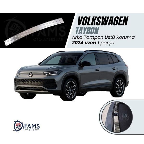 VW TAYRON Uyumlu  Arka Tampon Üstü Koruma 2024 Üzeri P.Çelik (Parlak) - Image 1