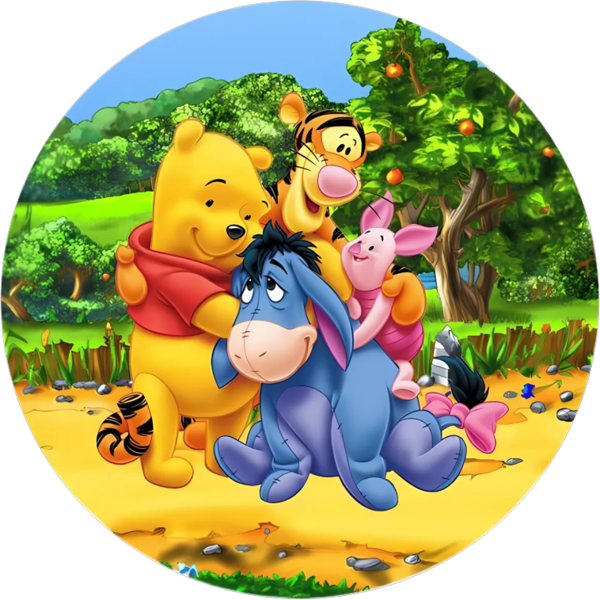 Yenilebilir Yuvarlak Pasta Resim Baskısı 20 cm Şekerli Kağıt Winnie The Pooh Temalı 08 - Image 1