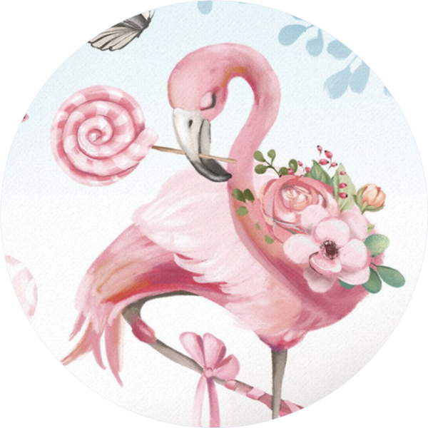 Flamingo Yuvarlak Pasta Yenilebilir Resim Baskı 20 cm  - Image 1