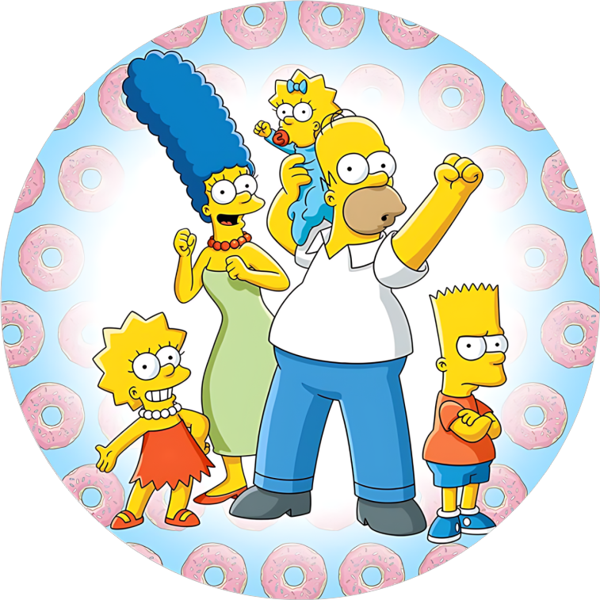 Yenilebilir Yuvarlak Pasta Resim Baskısı 20 cm Şekerli Kağıt Simpsons Temalı 45 - Image 1
