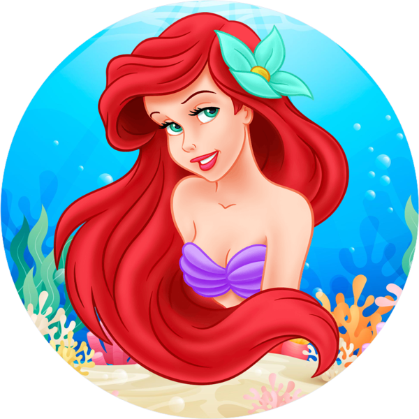 Deniz Kızı Yuvarlak Pasta Yenilebilir Resim Baskı 20 cm  - Image 1