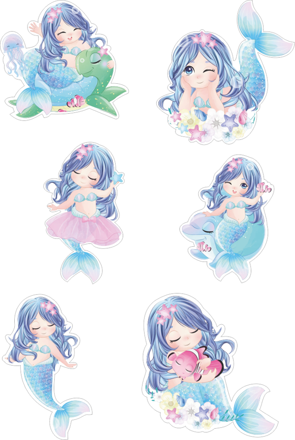 Deniz Kızı Yenilebilir Cupcake ve Pasta Resim Baskı - Image 1