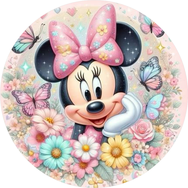Minnie Mouse Yuvarlak Pasta Yenilebilir Resim Baskı 20 cm  - Image 1