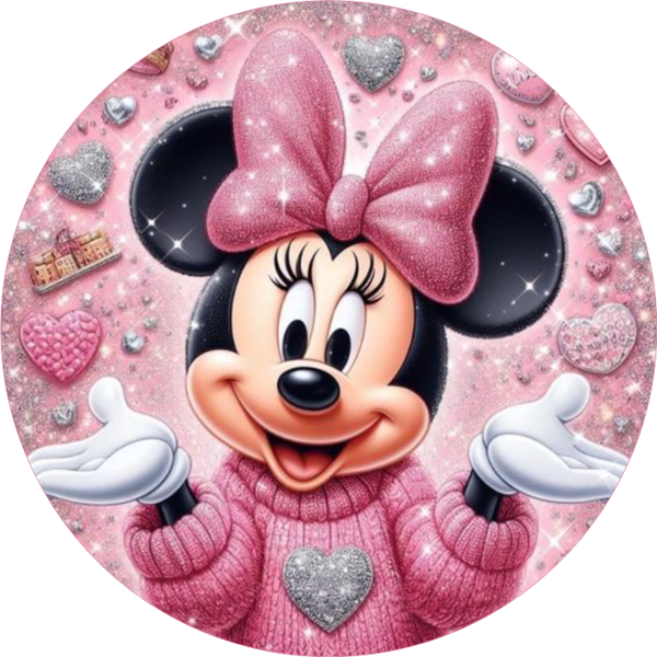 Minnie Mouse Yuvarlak Pasta Yenilebilir Resim Baskı 20 cm  - Image 1