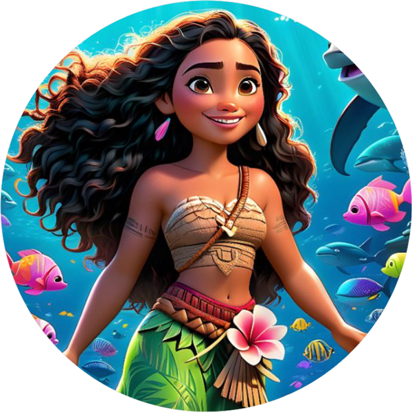 Moana Yuvarlak Pasta Yenilebilir Resim Baskı 20 cm  - Image 1