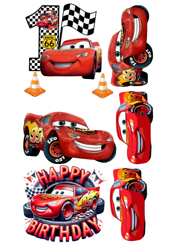Yenilebilir Şekerli Kağıt Baskısı Cupcake ve Pasta Resim Baskı Cars Temalı 75 - Image 1