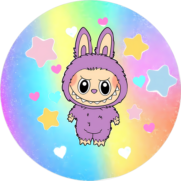 Yenilebilir Yuvarlak Pasta Resim Baskısı 20 cm Şekerli Kağıt Labubu Temalı 52 - Image 1