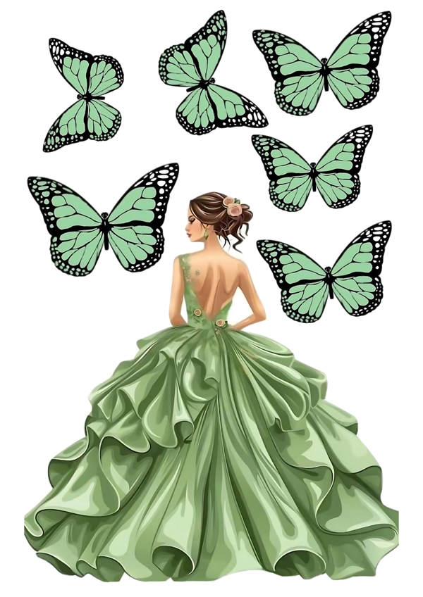 Yenilebilir Şekerli Kağıt Baskısı Cupcake ve Pasta Resim Baskı Kelebek ve Kız Temalı 18 - Image 1