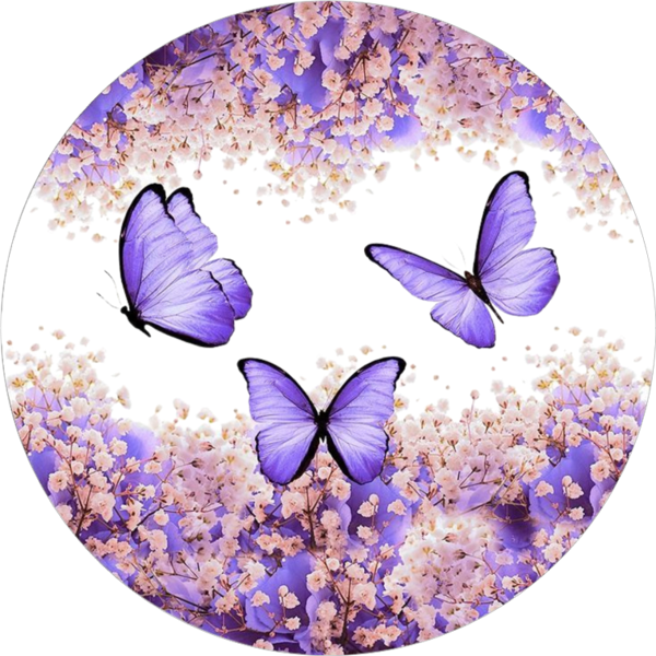 Yenilebilir Yuvarlak Pasta Resim Baskısı 20 cm Şekerli Kağıt Kelebek Temalı 74 - Image 1