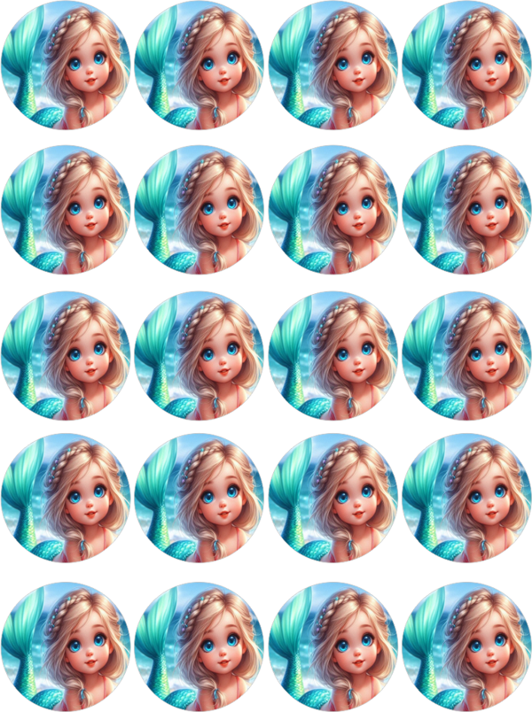 Deniz Kızı Yenilebilir Yuvarlak Kurabiye Resim Baskı - Image 1