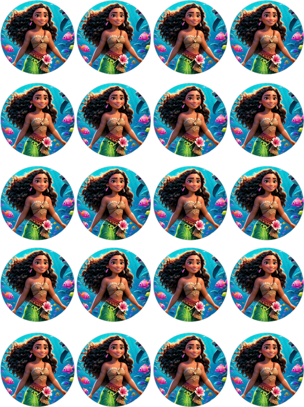 Moana Yenilebilir Yuvarlak Kurabiye Resim Baskı - Image 1