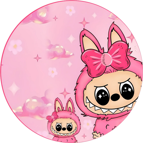 Yenilebilir Yuvarlak Pasta Resim Baskısı 20 cm Şekerli Kağıt Labubu Temalı 47 - Image 1