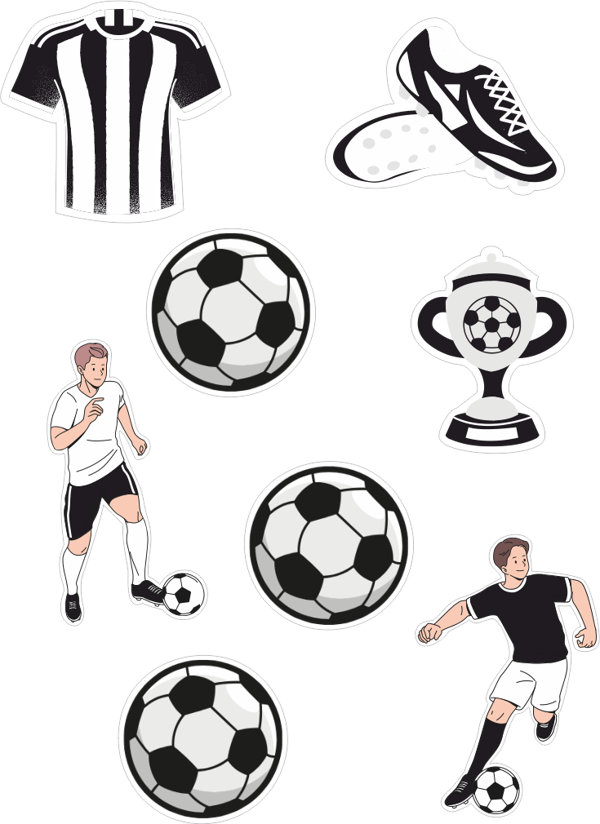 Siyah Beyaz Taraftar Yenilebilir Cupcake ve Pasta Resim Baskı - Image 1