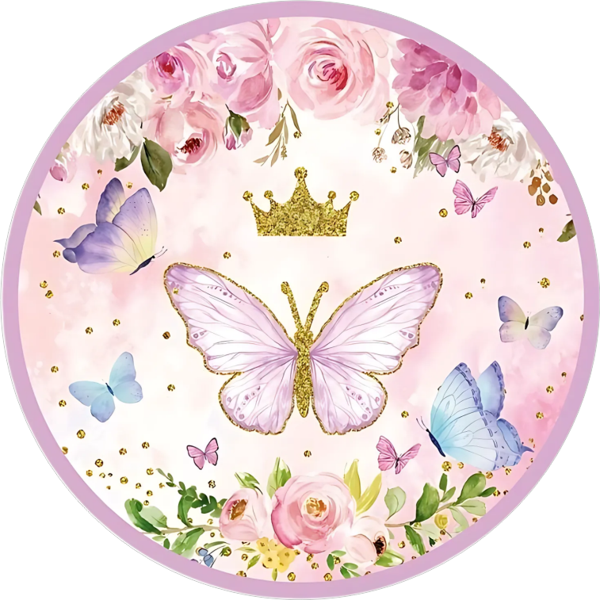 Yenilebilir Yuvarlak Pasta Resim Baskısı 20 cm Şekerli Kağıt Kelebek Temalı 62 - Image 1
