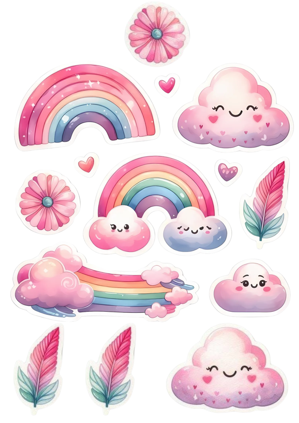 Gökkuşağı Yenilebilir Cupcake ve Pasta Resim Baskı - Image 1