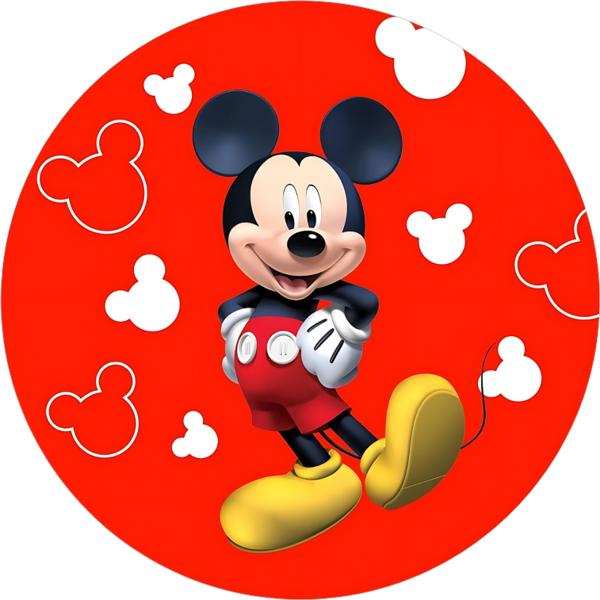 Yenilebilir Yuvarlak Pasta Resim Baskısı 20 cm Şekerli Kağıt Mickey Temalı 54 - Image 1