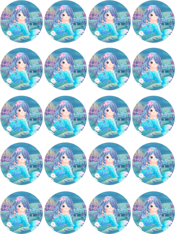 Deniz Kızı Yenilebilir Yuvarlak Kurabiye Resim Baskı - Image 1