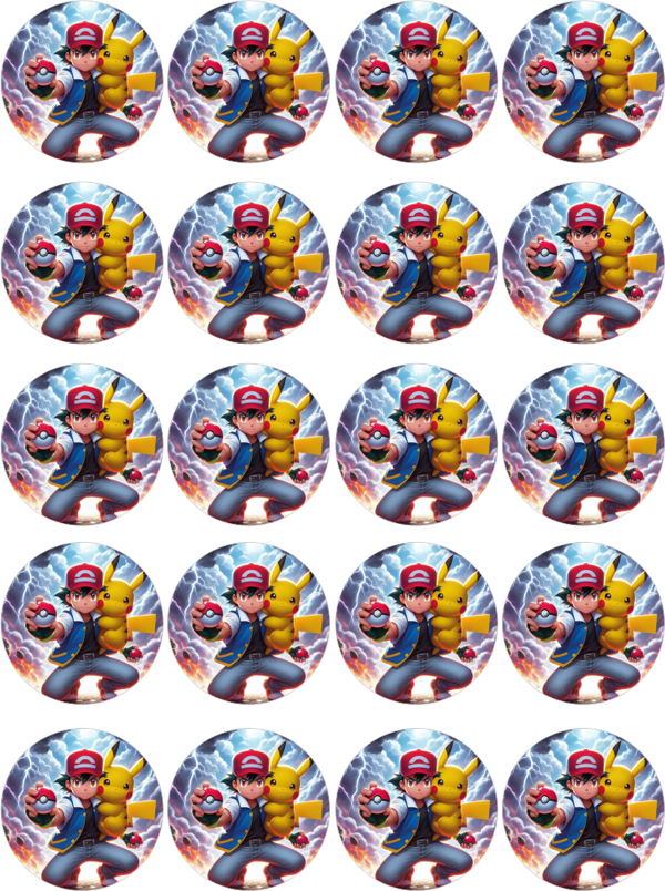 Pokemon Yenilebilir Yuvarlak Kurabiye Resim Baskı - Image 1