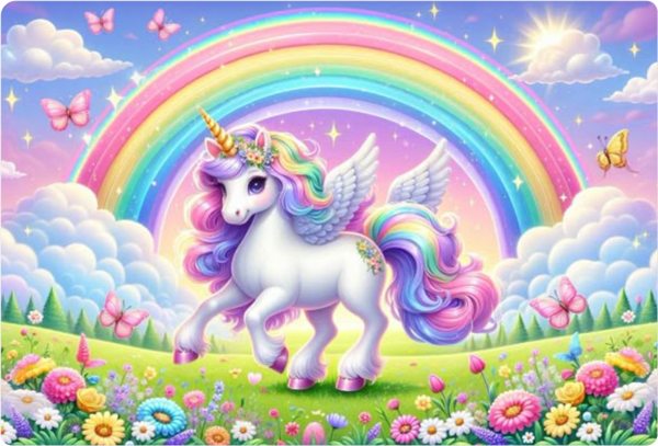 Unicorn Dikdörtgen Pasta Yenilebilir Resim Baskı 28*19 cm - Image 1