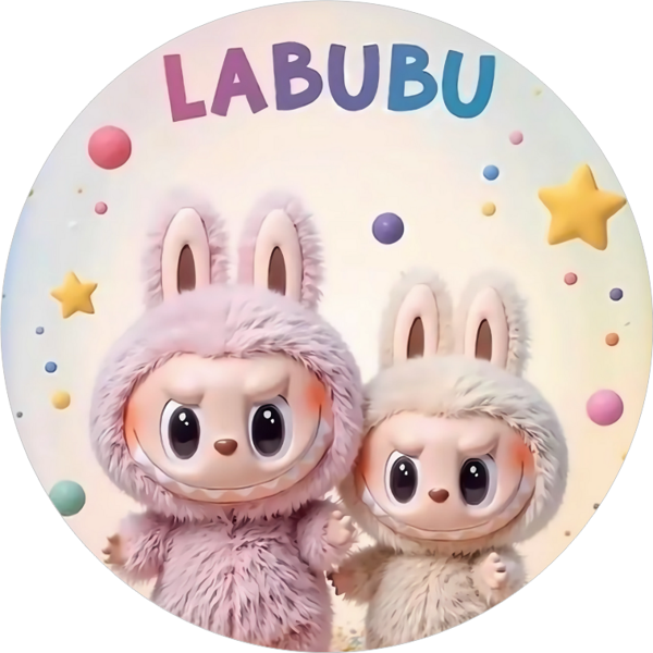 Yenilebilir Yuvarlak Pasta Resim Baskısı 20 cm Şekerli Kağıt Labubu Temalı 102 - Image 1