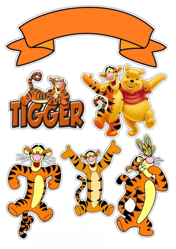Yenilebilir Şekerli Kağıt Baskısı Cupcake ve Pasta Resim Baskı Tigger Temalı 81 - Image 1
