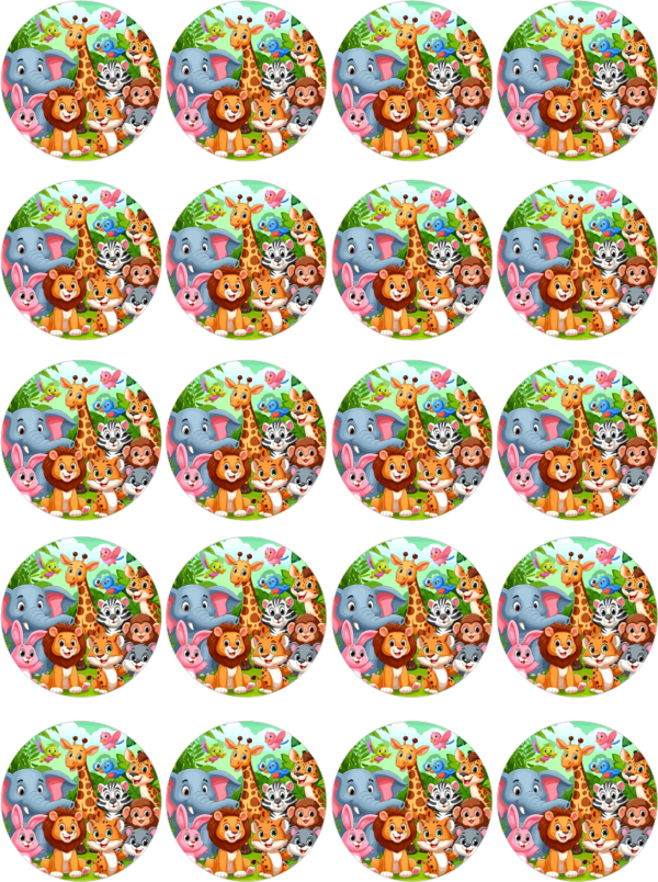 Safari Yenilebilir Yuvarlak Kurabiye Resim Baskı - Image 1