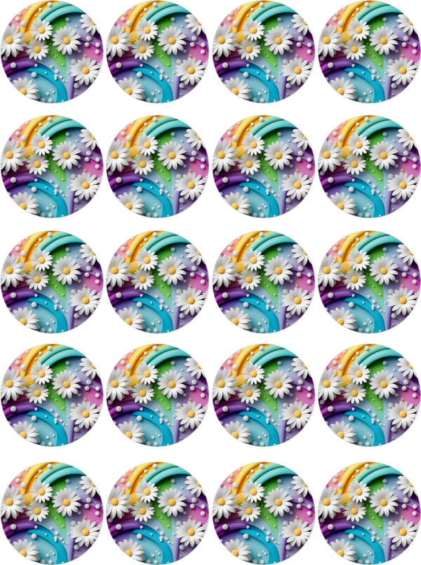 Papatya Yenilebilir Yuvarlak Kurabiye Resim Baskı - Image 1