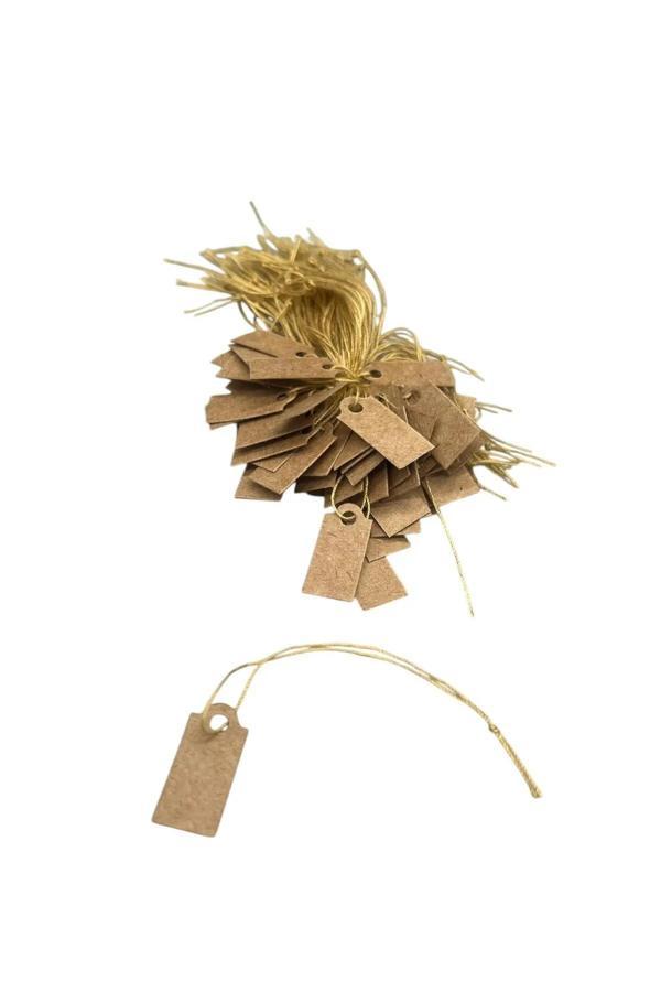 Küçük Boy Kraft Renk 2 /1 cm 80 adet Karton İpli Fiyat Etiketi - Image 1