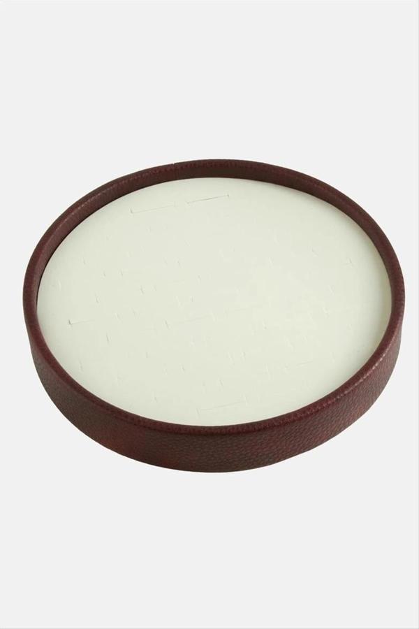 Silindir Model Deri Kumaş Bordo Renk 20/20 cm Batırmalı Yüzük Tablası - Image 1
