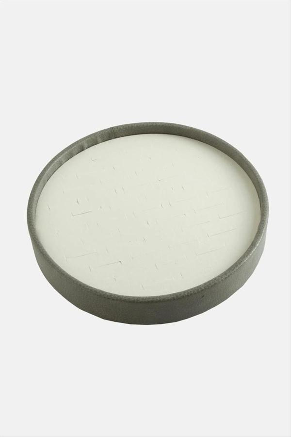 Silindir Model Deri Kumaş Gri Renk 20/20 cm Batırmalı Yüzük Tablası - Image 1