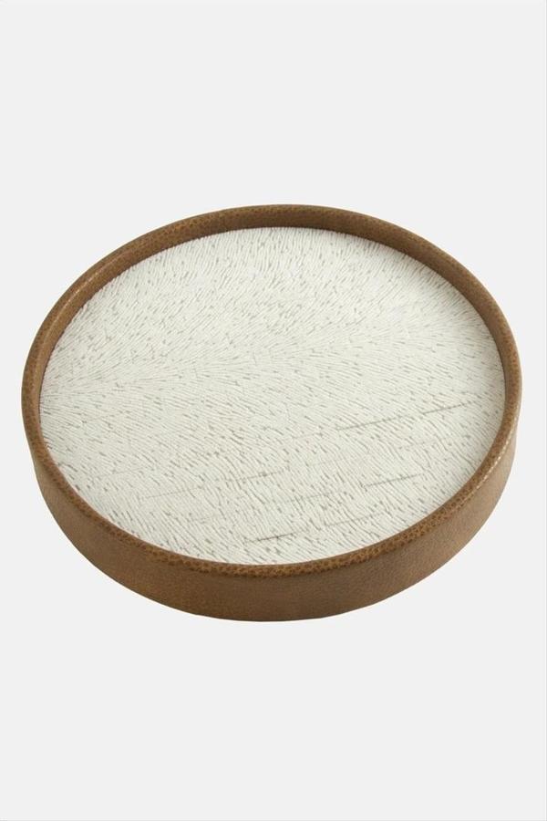 Silindir Model Deri Kumaş Kahve Renk 20/20 cm Batırmalı Yüzük Tablası - Image 1