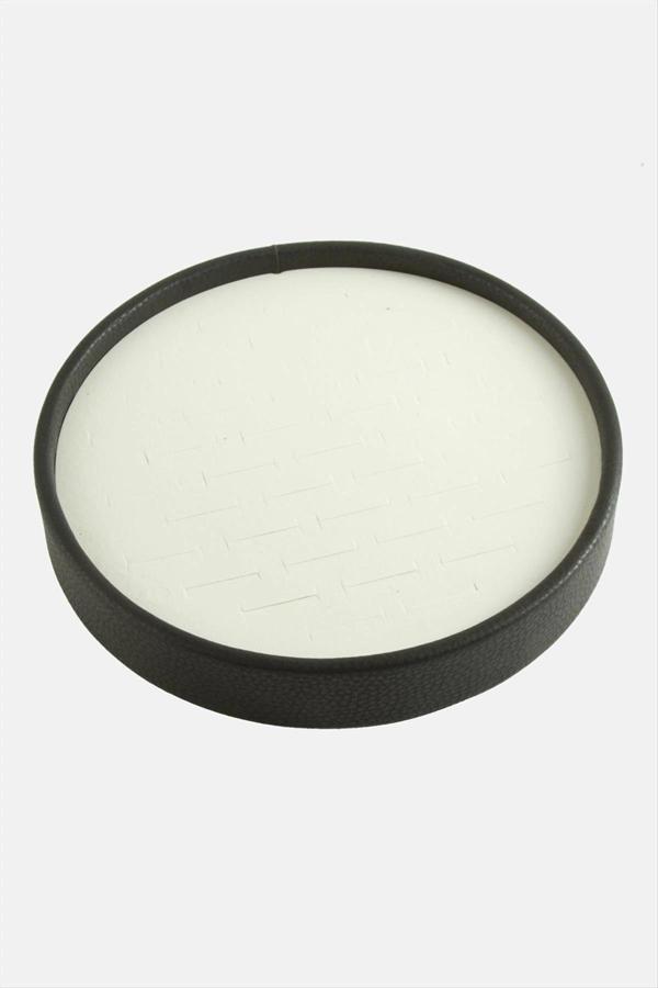 Silindir Model Deri Kumaş Siyah Renk 20/20 cm Batırmalı Yüzük Tablası - Image 1