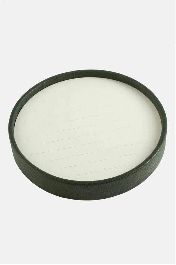 Silindir Model Deri Kumaş Yeşil Renk 20/20 cm Batırmalı Yüzük Tablası - Image 1