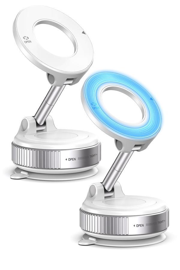 2li MagnetPRO 360° Ayarlanabilir Araç İçi Masa Üstü Vakumlu Mıknatıslı Magsafe Telefon Tutucu Beyaz - Image 1