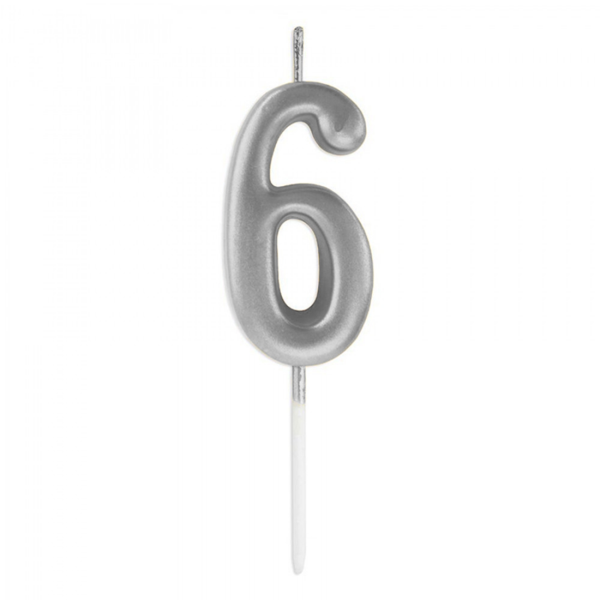 6 Rakam Mum Gümüş - Image 1