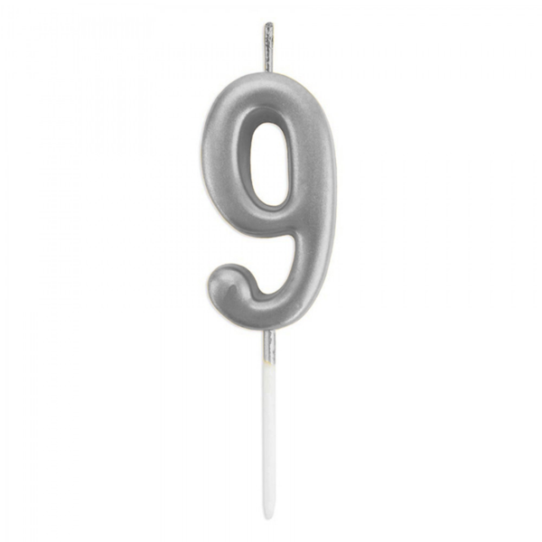9 Rakam Mum Gümüş - Image 1