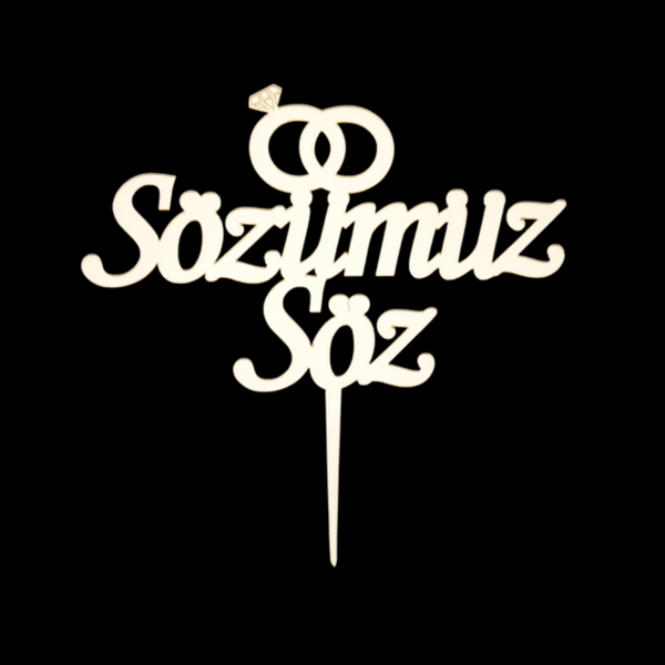 Sözümüz Söz Altın Pleksi Pasta Süsü - Image 1