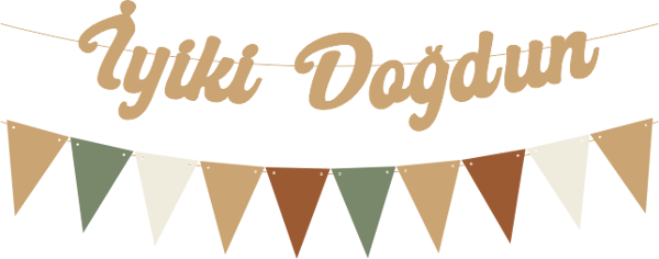 Sütlü Kahve İyi ki Doğdun Kaligrafi Banner ve Düz Renk Flama Set - Image 1