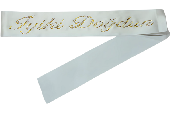 İyiki Doğdun Kuşak Beyaz Üzeri Altın Taşlı - Image 1
