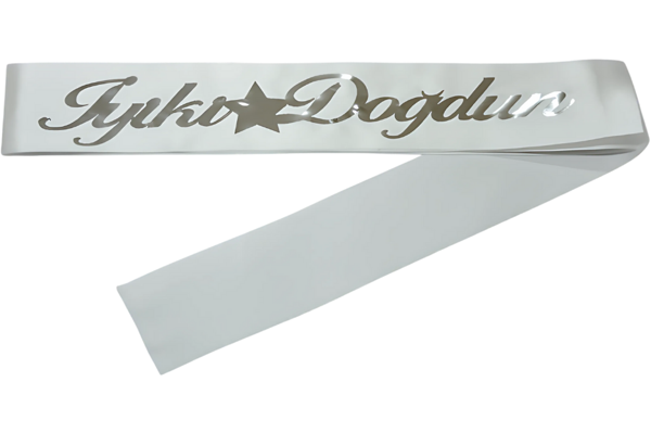 İyiki Doğdun Kuşak Beyaz Üzeri Gümüş - Image 1