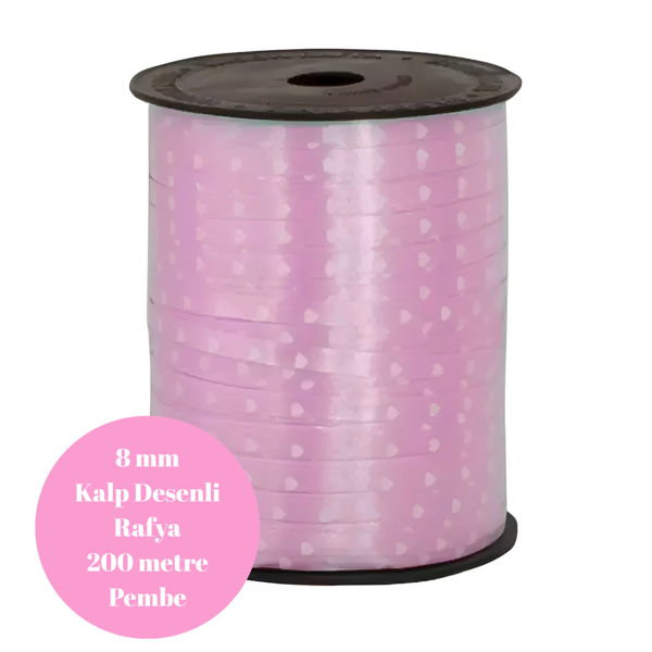 Rafya Kalp Desenli 8mm 200 metre Pembe - Image 1