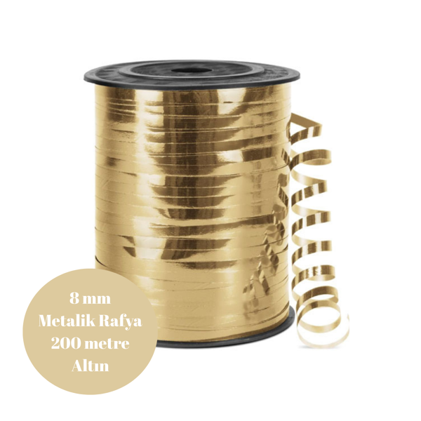 Rafya Metalik 8mm 200 metre Altın - Image 1